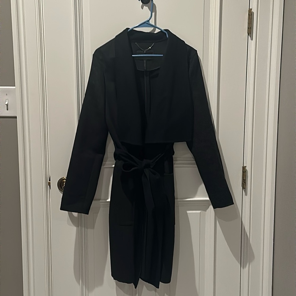 Luxurious wool blend wrap coat feels like cashmere size small dark gray